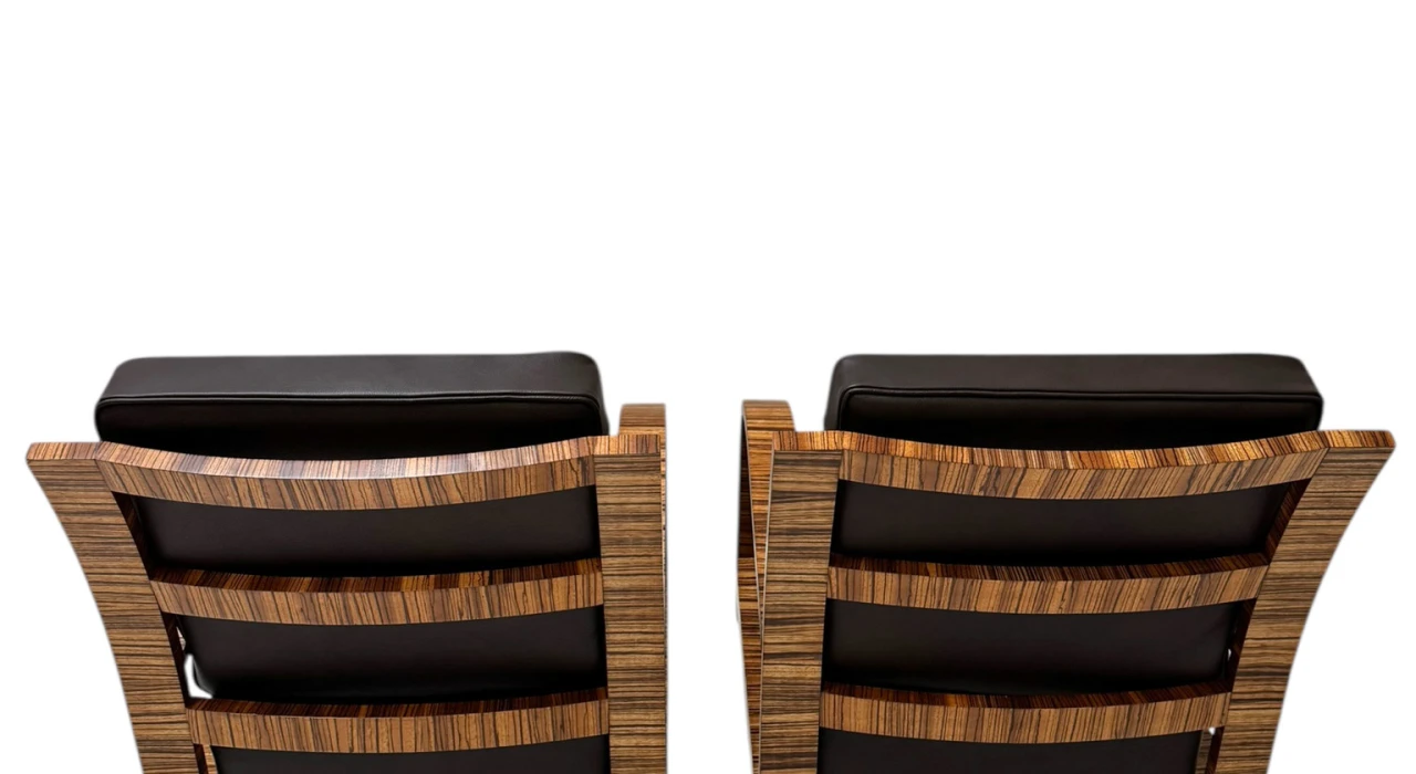 Two Art Deco Lounge Chairs with Leather Cushions France, 1930s